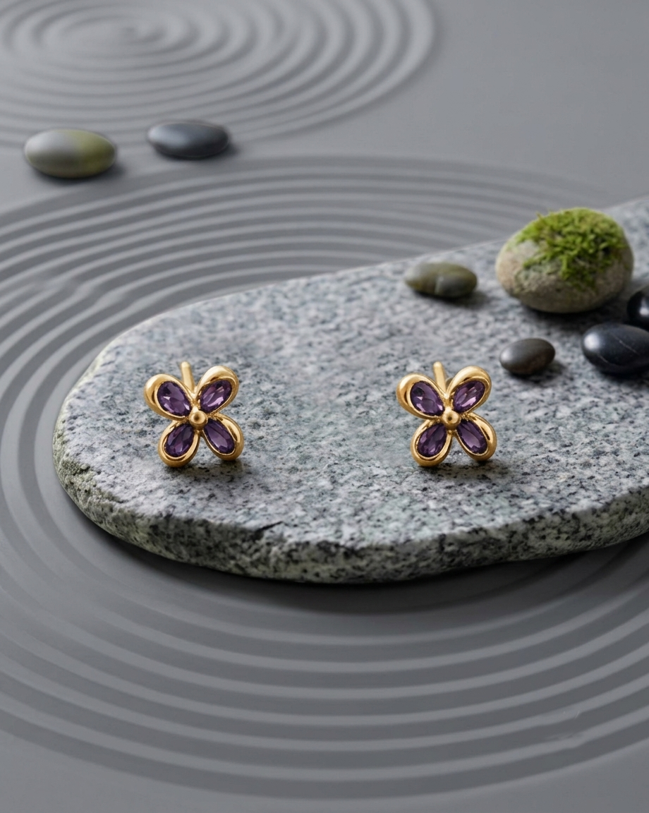 HT03 CZ Pears Purple Stud