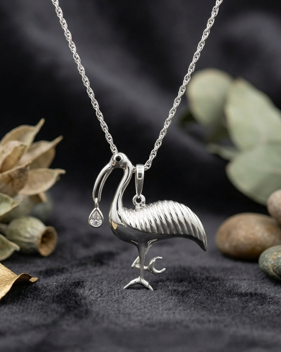 P07 Cranes Bird Pendant Necklace