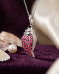 P04H Black Spinal & CZ. Shell Pendant Necklash