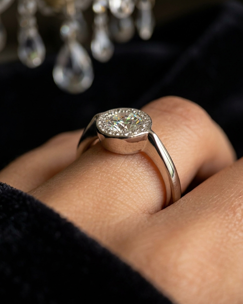 R04B CZ. Diamond Luking Close Setting Adjexttable Ring