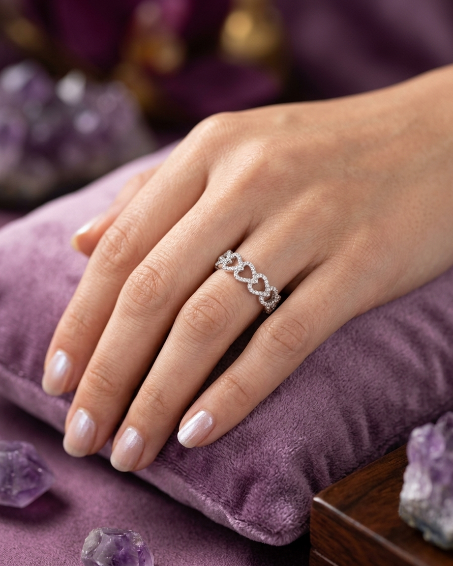 R02 Heart Small Row Ring