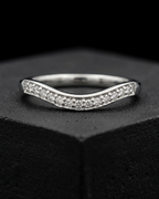 R25 Wave Contour CZ Ring – Curved Pavé Sterling Silver