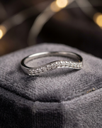 R56 Wave Diamond Ring – Curved Pavé CZ Band in Sterling Silver