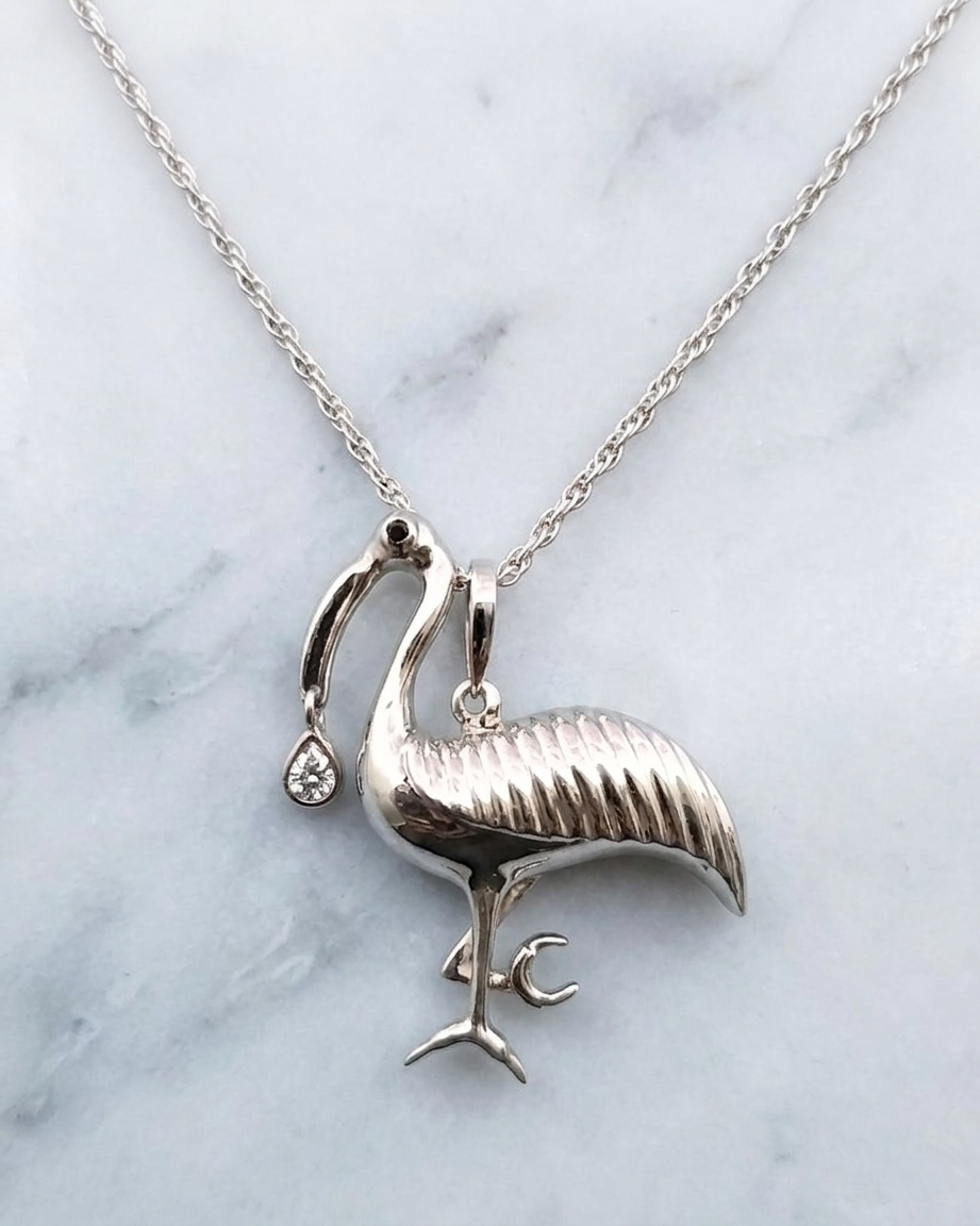 P07 Cranes Bird Pendant Necklace