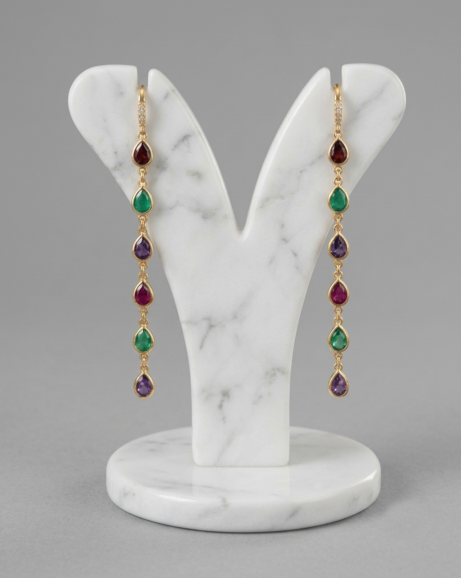 HE01 Multi CZ Colorful Drop Earrings for Women