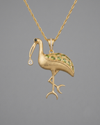 P03H CZ. & Black SpinalCranes Bird Pendant Necklash