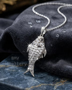 P02H Black Spinal Fish Pendant Yellow & White
