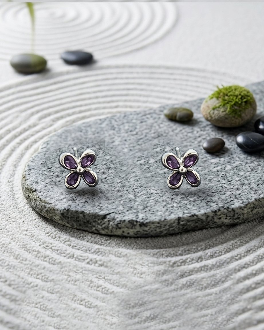HT03 CZ Pears Purple Stud