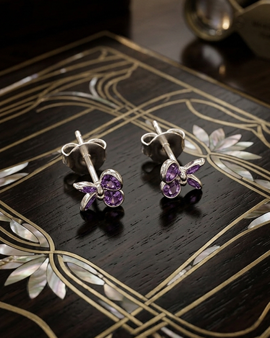 HT03 CZ Pears Purple Stud