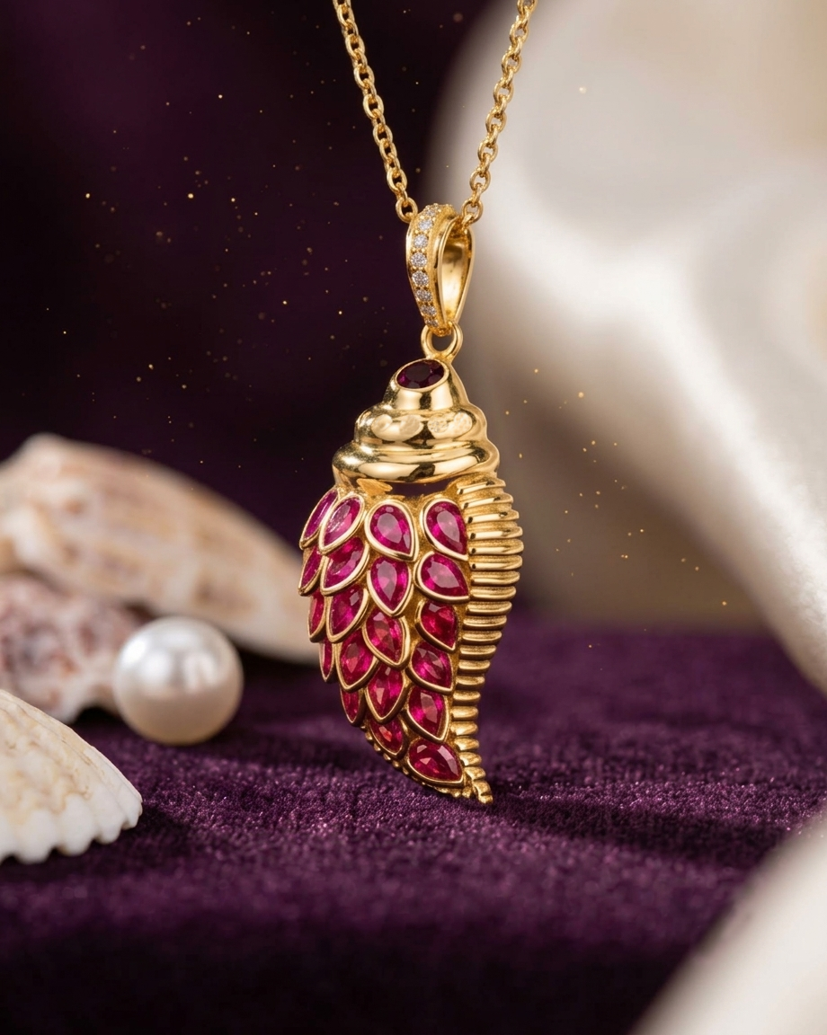 P04H Black Spinal & CZ. Shell Pendant Necklash