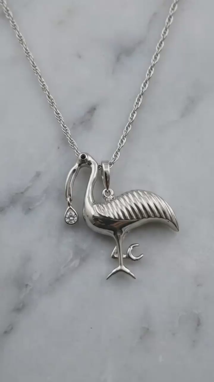 P07 Cranes Bird Pendant Necklace
