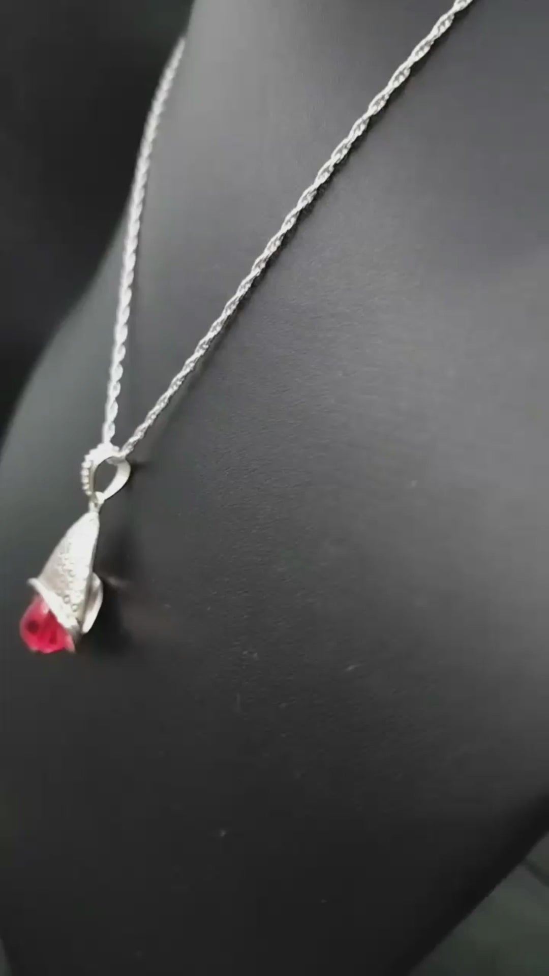 E02P CZ. & Read pendant Beel Necklash