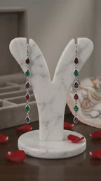 HE01 Multi CZ Colorful Drop Earrings for Women