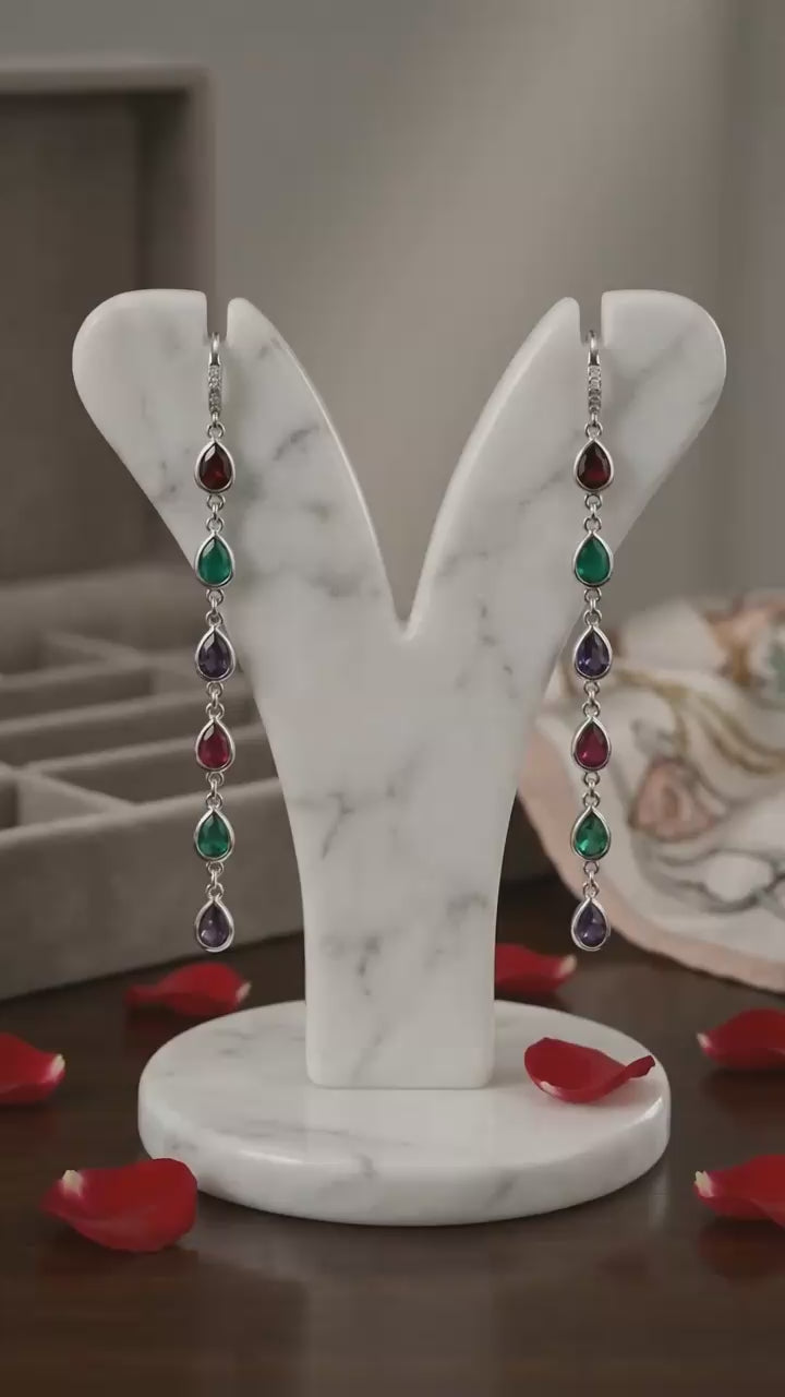 HE01 Multi CZ Colorful Drop Earrings for Women