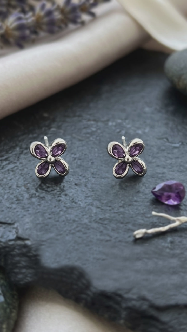 HT03 CZ Pears Purple Stud