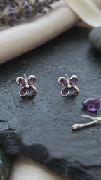 HT03 CZ Pears Purple Stud
