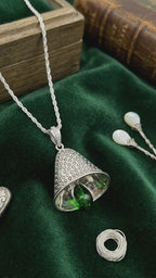 P08 CZ. & Green,Read Beeds Beel Pendant Necklash
