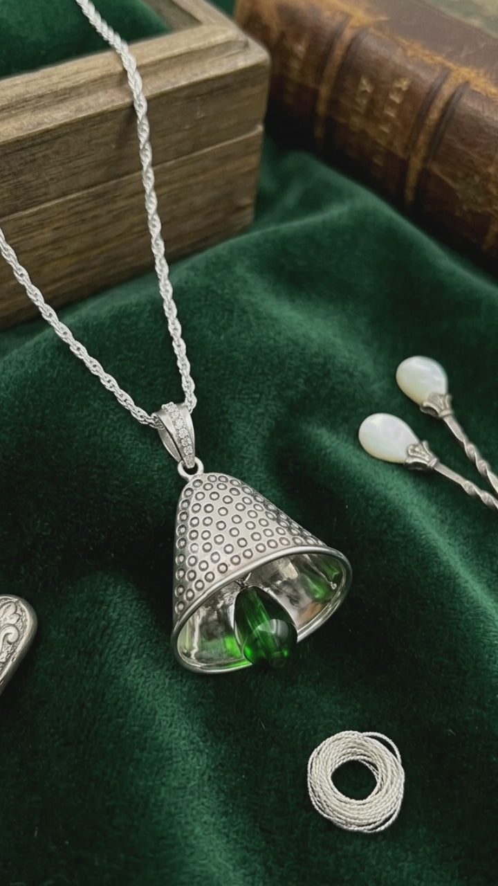 P08 CZ. & Green,Read Beeds Beel Pendant Necklash
