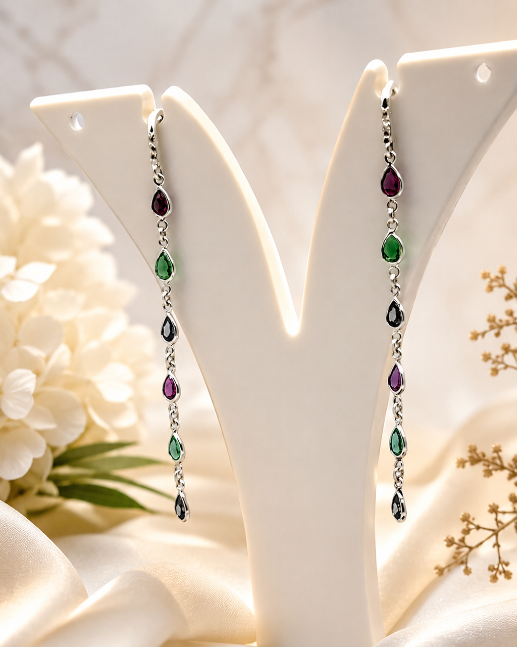 HE01 Multi CZ Colorful Drop Earrings for Women